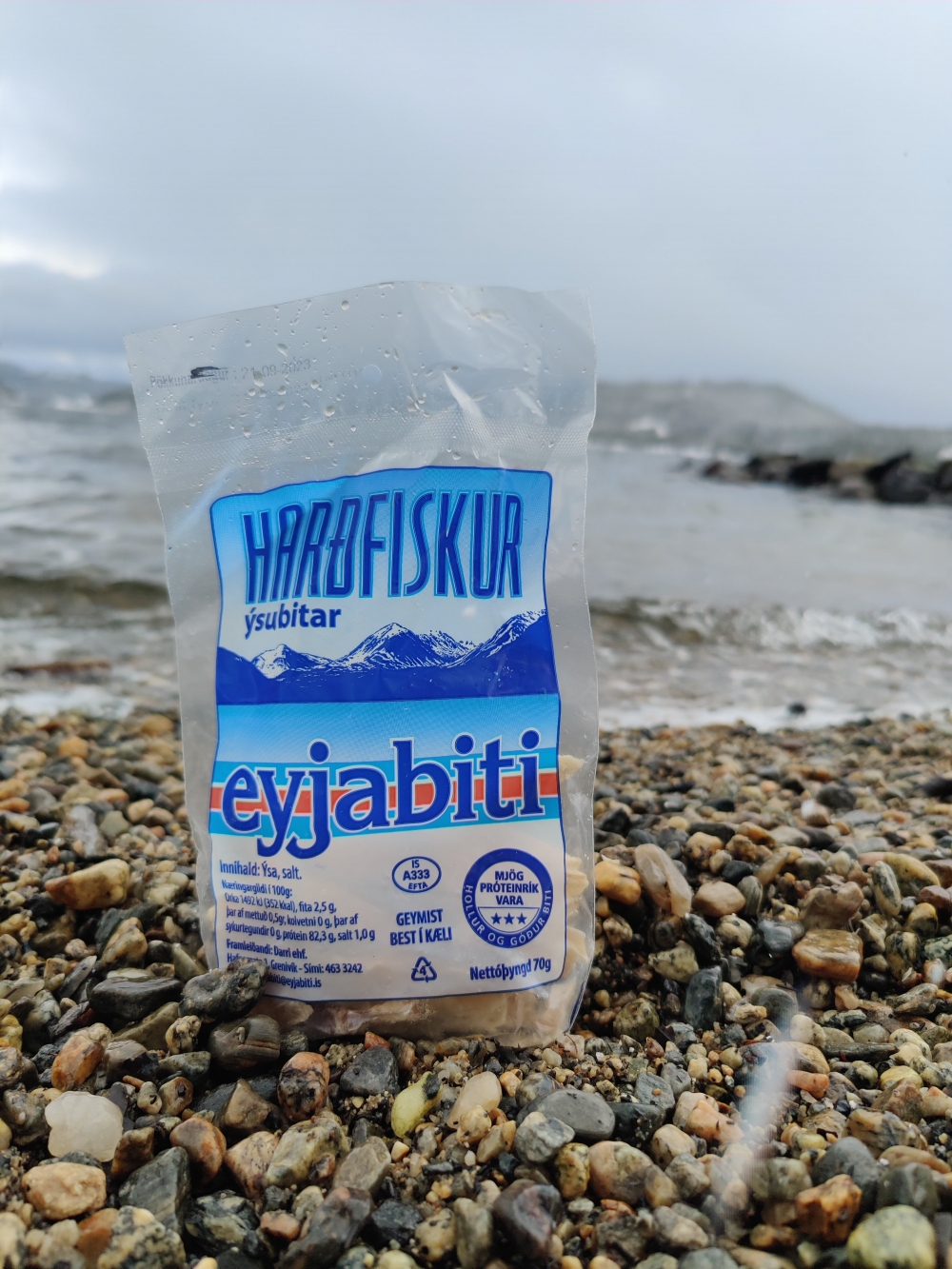  70 gram porøse tørrfiskbiter.